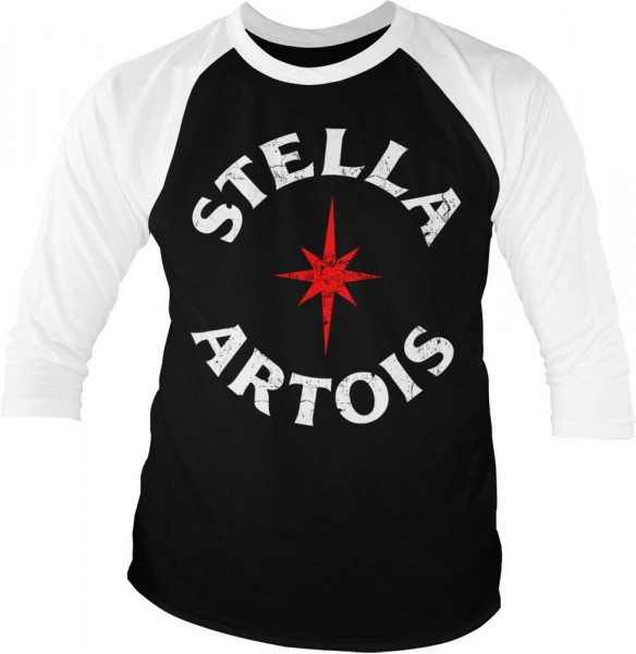 Stella Artois Wordmark Baseball 3/4 Sleeve Tee T-Shirt White-Black