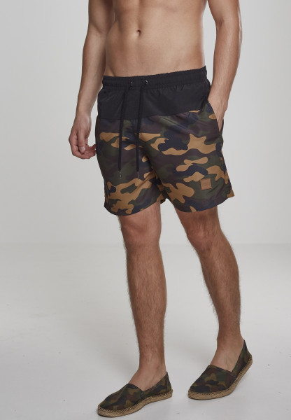 Urban Classics Swim Shorts Block Swim Shorts Black/Wood Camouflage