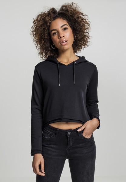 Urban Classics Damen Hoodie Ladies Cropped Terry Hoody Black