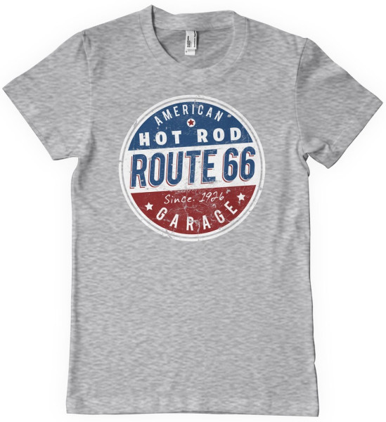 Route 66 - Hot Rod Garage T-Shirt Heathergrey
