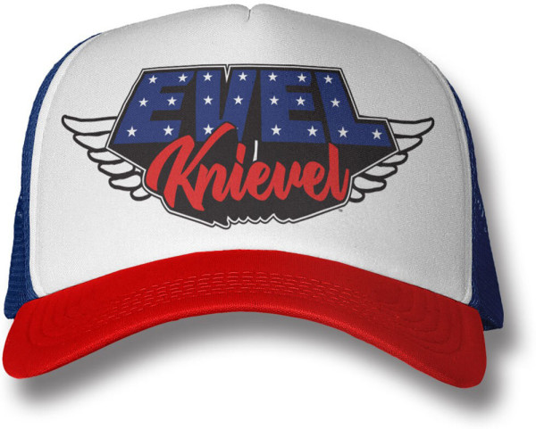 Evel Knievel American Daredevil Trucker Cap White-Blue-Red