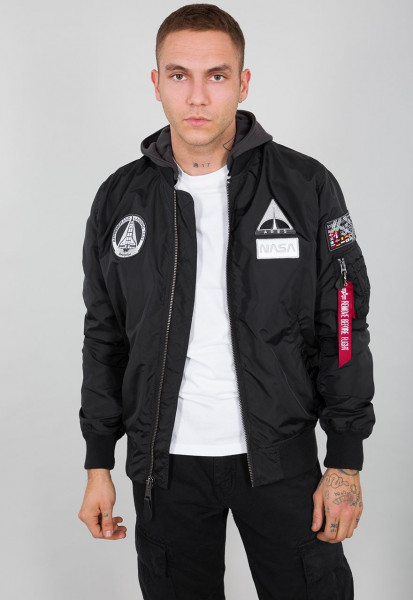 Alpha Industries MA-1 TT Hood NASA Jacke Black