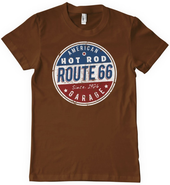Route 66 - Hot Rod Garage T-Shirt Brown