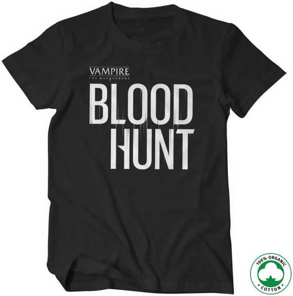 Vampire: The Masquerade Bloodhunt Logo White on Black Organic T-Shirt Black