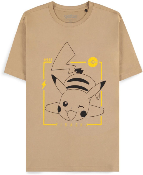 Pokémon - Beige Pikachu Line-art Men's Short Sleeved T-Shirt