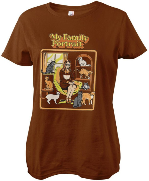 Steven Rhodes My Family Portrait Girly Tee Damen T-Shirt Brown