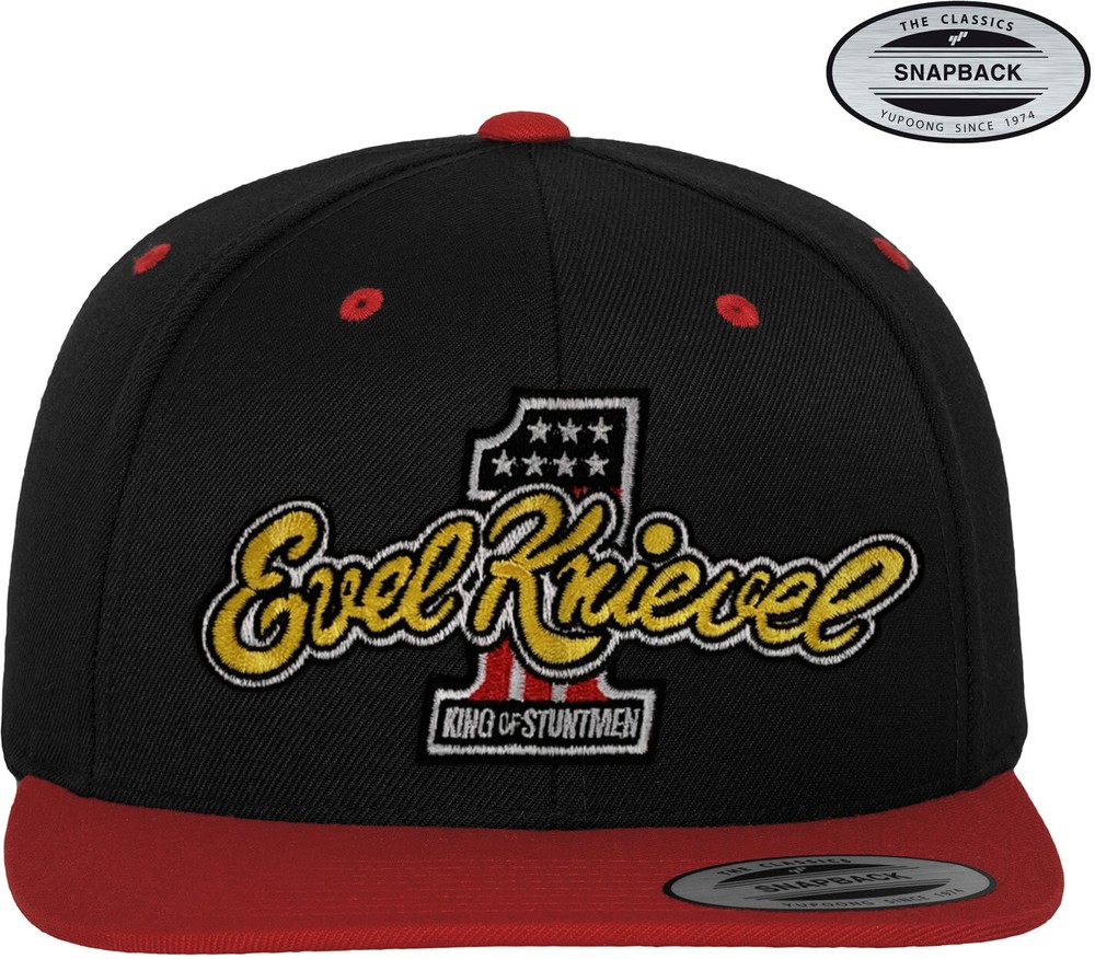 Evel Knievel King Of Stuntmen Premium Snapback Cap Schwarz-Rot - Herren / Unisex