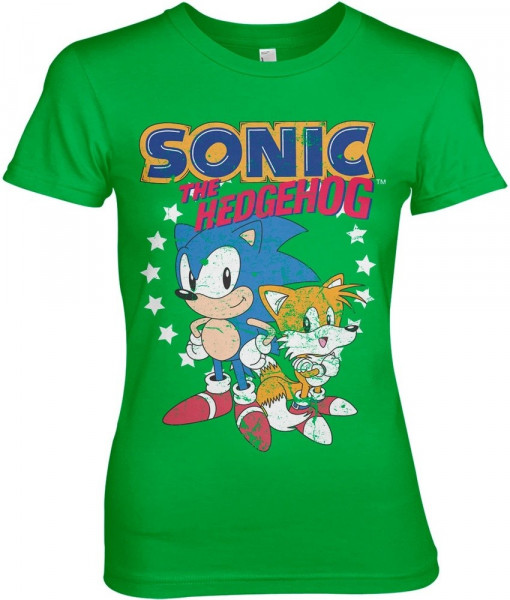 Sonic The Hedgehog Sonic & Tails Girly Tee Damen T-Shirt Green