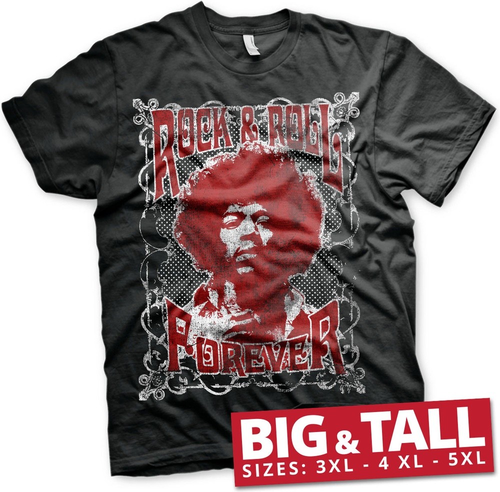 Jimi Hendrix Rock 'n Roll Forever Big & Tall T-Shirt Schwarz - Herren / Unisex