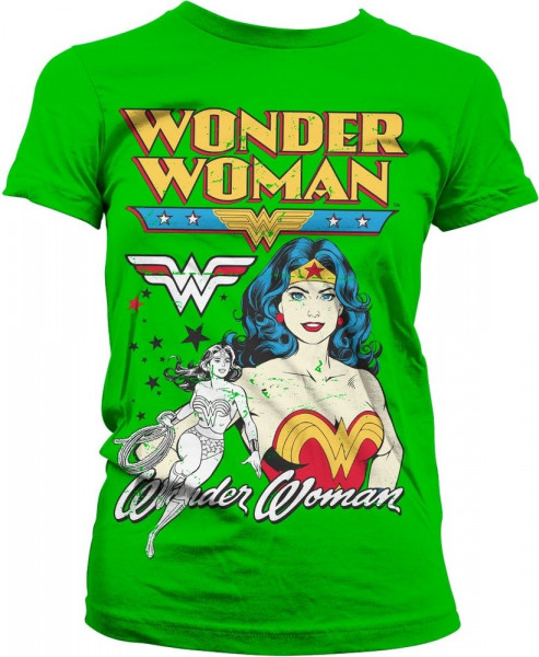 Posing Wonder Woman Girly Tee Damen T-Shirt Green