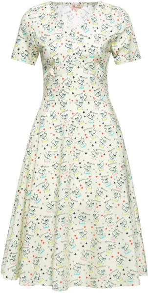 Queen Kerosin Damen Aop 50S Retro Swing Kleid "Retro Cats" QKU46006