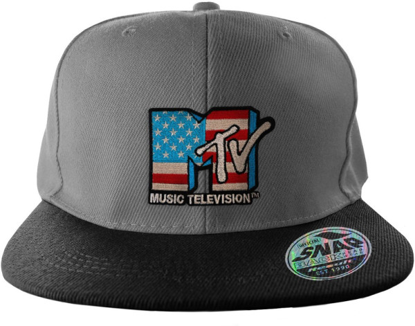 MTV American Flag Standard Snapback Cap Dark-Grey-Black