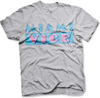 Miami Vice Distressed Logo T-Shirt Heather-Grey Miami Vice Distressed Logo T-Shirt Heather-Grey