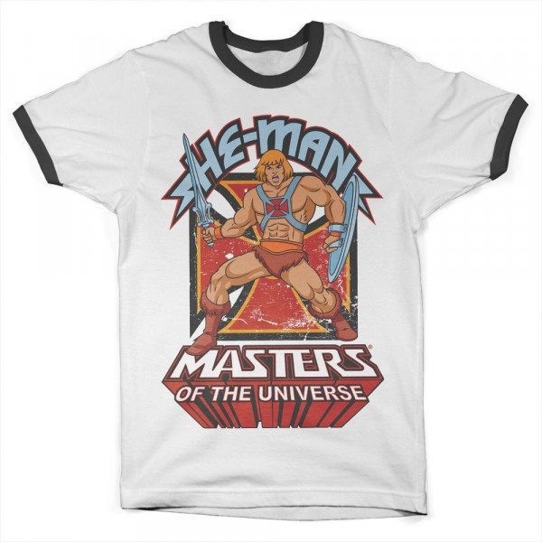 Masters Of The Universe He-Man Baseball Ringer Tee T-Shirt White-Black