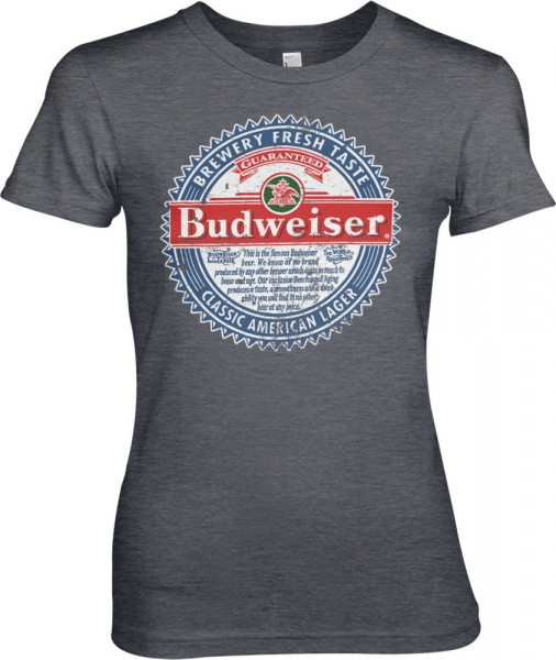 Budweiser American Lager Girly Tee Damen T-Shirt Dark-Heather