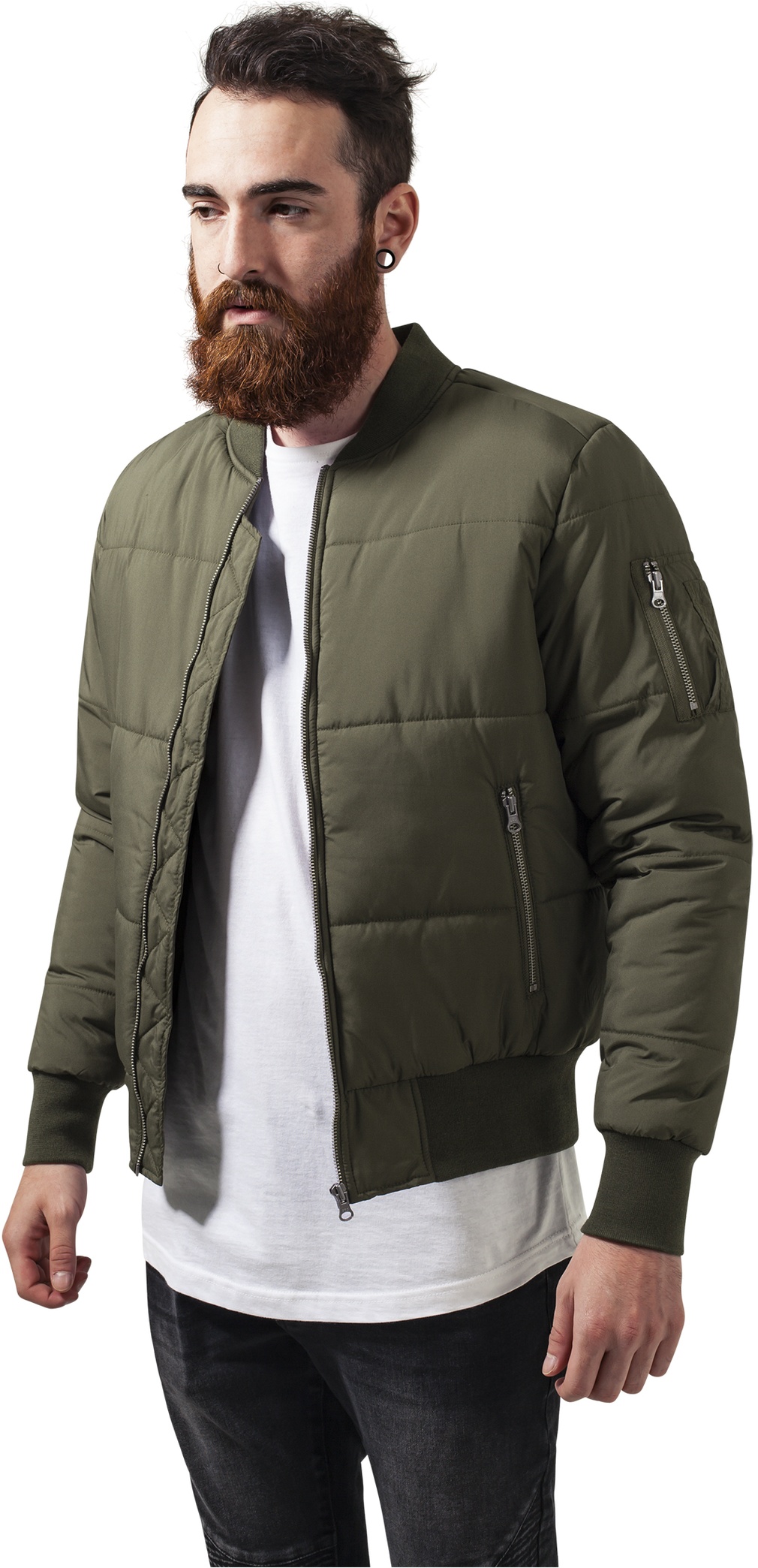 Urban Classics Bomber Jacke Basic Quilt Bomber Jacke Olive - Herren / Unisex