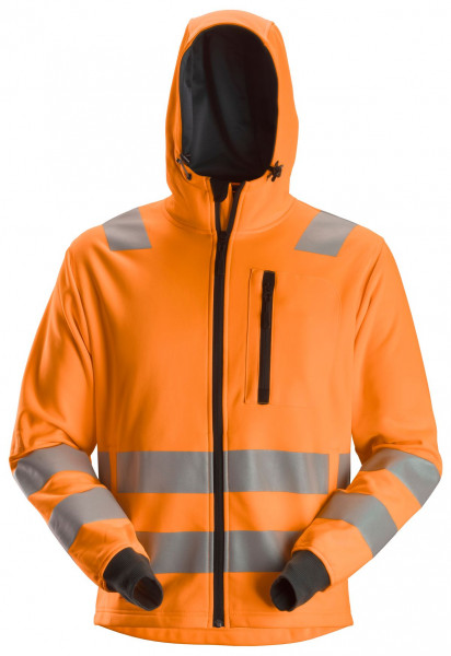 Snickers AllroundWork Hi-Vis Hoodie m. Reißverschluss, Kl. 2/3, EN 20471 High-Vis Orange