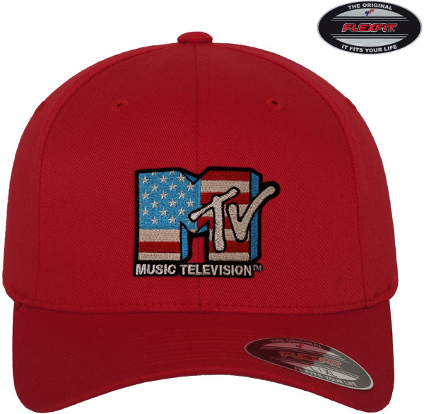 MTV American Flag Flexfit Cap Red