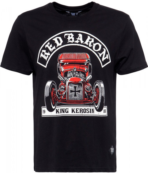 King Kerosin Herren T-Shirt mit Hot Rod Print KK4205353163 Schwarz