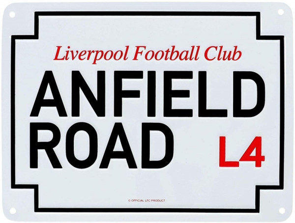 Liverpool FC Metall-Schild Anfield Road, klein Fussball