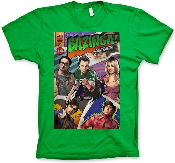 The Big Bang Theory Bazinga Comic Cover T-Shirt Green