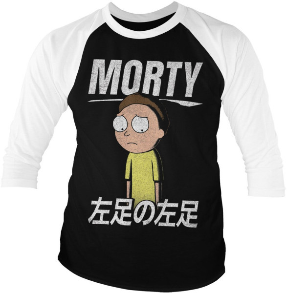 Rick And Morty Morty Smith Baseball 3/4 Sleeve Tee Longsleeve White-Black