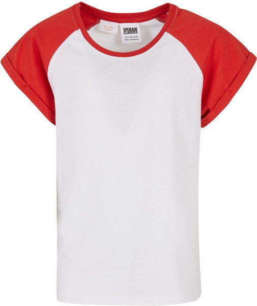 Urban Classics Mädchen T-Shirt Girls Contrast Raglan Tee White/Hugered