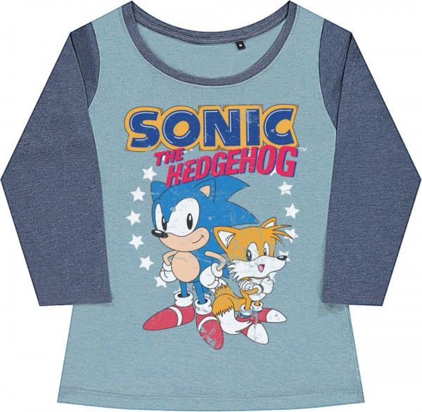 Sonic The Hedgehog Sonic & Tails Girly Baseball Tee Damen T-Shirt Seafoam-Denim