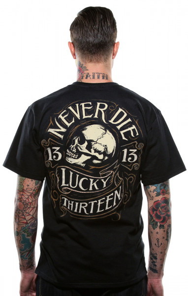 Lucky 13 T-Shirt Never Die Black