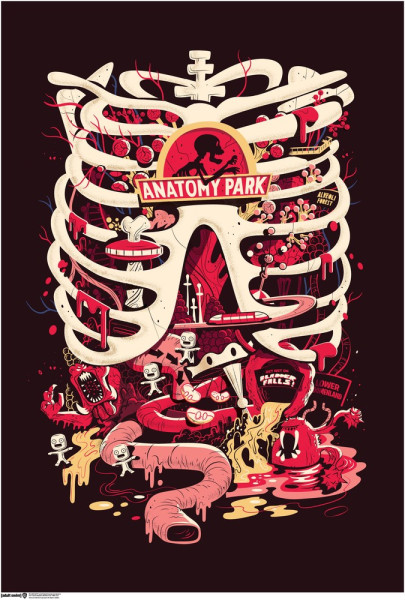 Rick And Morty Anatomy Park Poster Multicolor