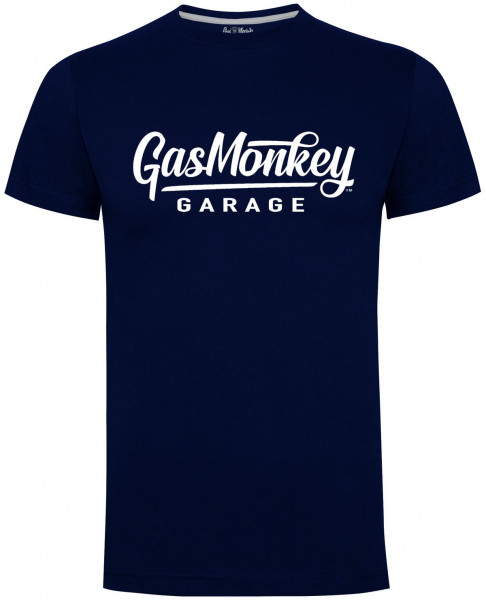 Gas Monkey Garage T-Shirt Large Script Logo Blue
