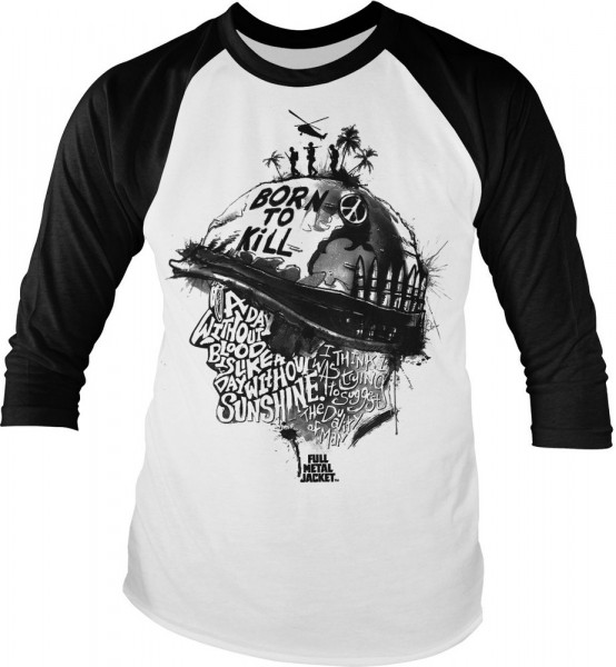 Full Metal Jacket Sayings Baseball Longsleeve Tee White-Black