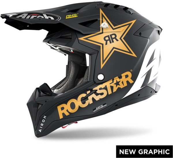 Airoh Crosshelm Aviator 3 Rockstar 2022 Cross Helme Zubehor Motorrad kustom kult