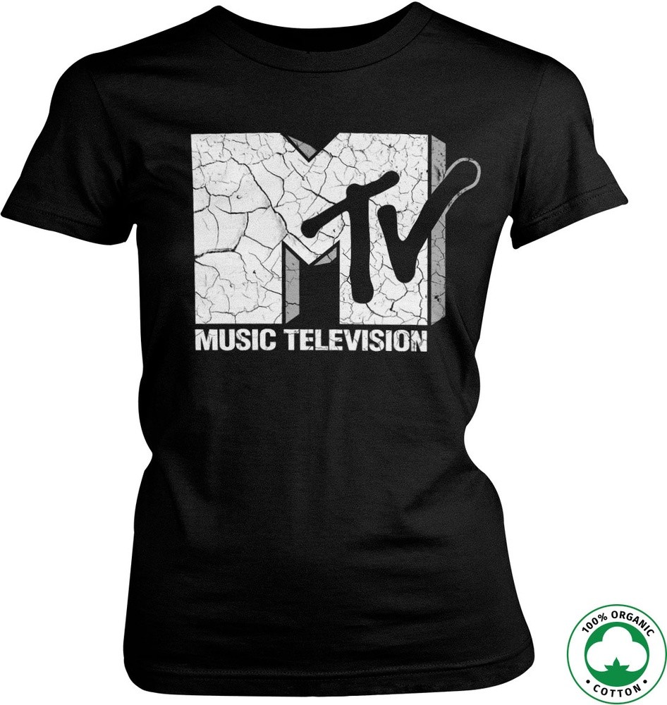 MTV Cracked Logo Organic Girly T-Shirt Damen Schwarz - Damen