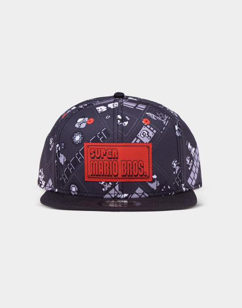 Nintendo - 8Bit Super Mario Bros AOP Snapback Black