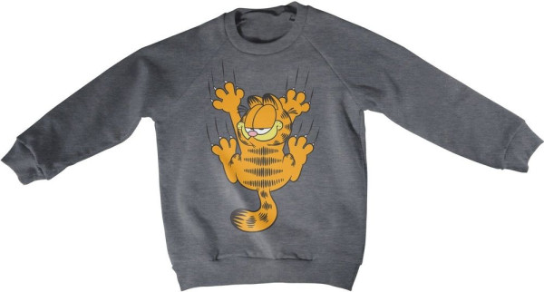 Garfield Hanging On Kids Sweatshirt Kinder Dark-Heather