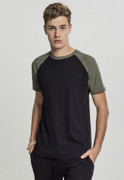 Urban Classics T-Shirt Raglan Contrast Tee Black/Olive