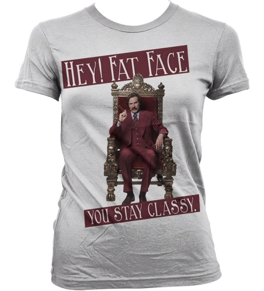 Anchorman 2 Hey! Fat Face Girly T-Shirt Damen White