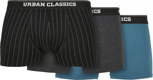 Urban Classics Organic Boxer Shorts 3-Pack Pinstripe AOP/Charcoal/Jasper