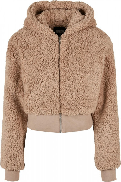 Urban Classics Damen Ladies Short Oversized Sherpa Jacket Softtaupe