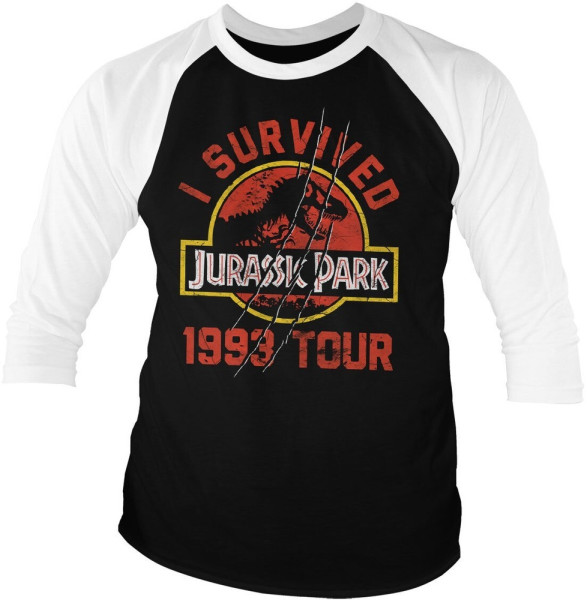 Jurassic Park 1993 Tour Baseball 3/4 Sleeve Tee Longsleeves White/Black