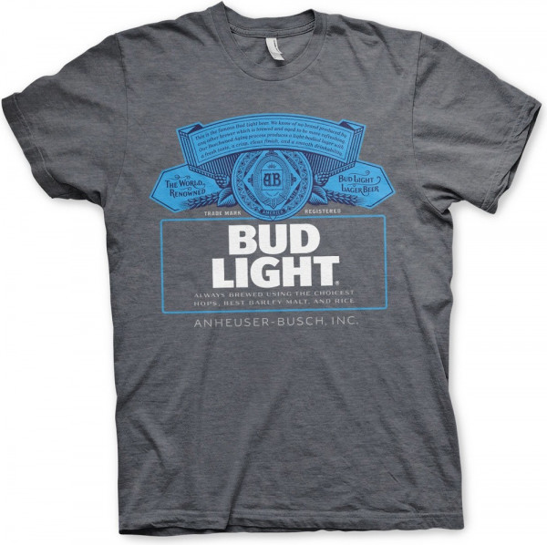Budweiser Bud Light Label Logo T-Shirt Dark-Heather