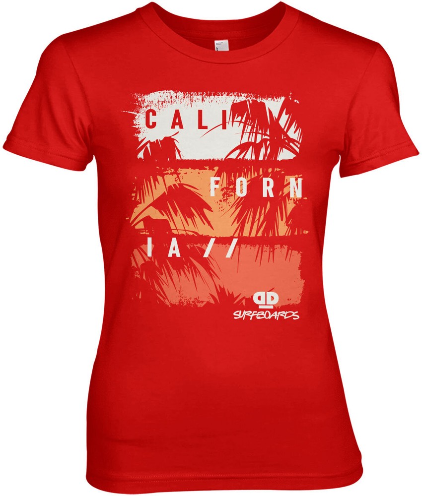 Dope & Deep California Palms Girly Tee Damen T-Shirt Rot - Damen