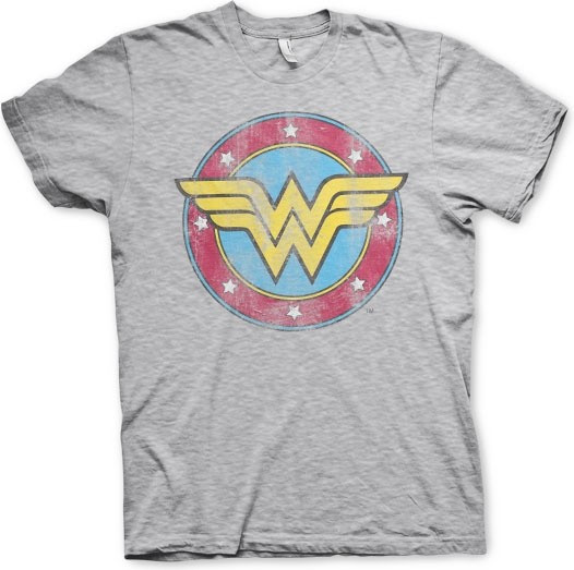Wonder Woman Distressed Logo T-Shirt Heather-Grey