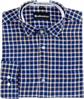 Albatros Copper Lg Webflanell-Hemd, Extra Lang Blau/Natur