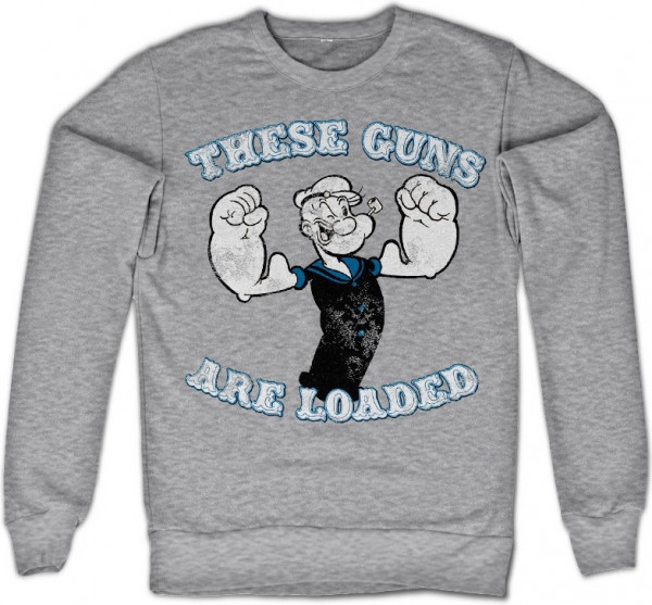 Popeye These Guns Are Loaded Sweatshirt Heather-Grey