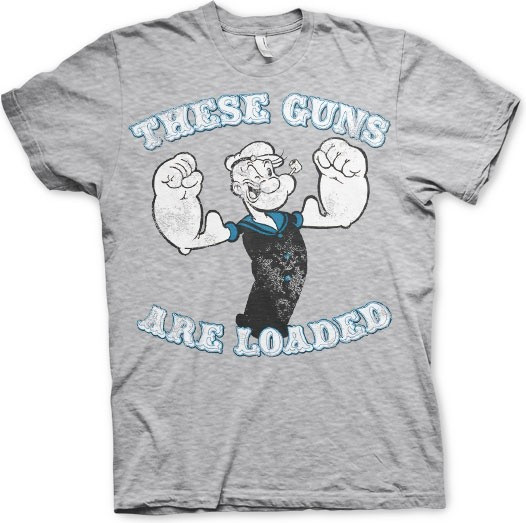 Popeye These Guns Are Loaded T-Shirt Heather-Grey