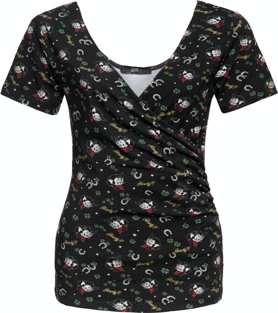 Queen Kerosin Damen Blusentop Schwarz - Damen