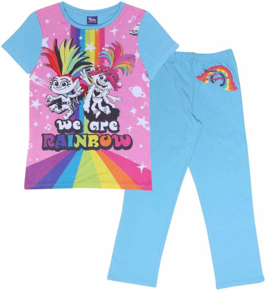 Trolls - We Are Rainbow (Kids Unisex Long Pyjama Set) Mädchen Kinder Schlafanzug Black