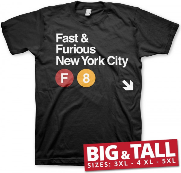 Fast & Furious NYC Big & Tall T-Shirt Black